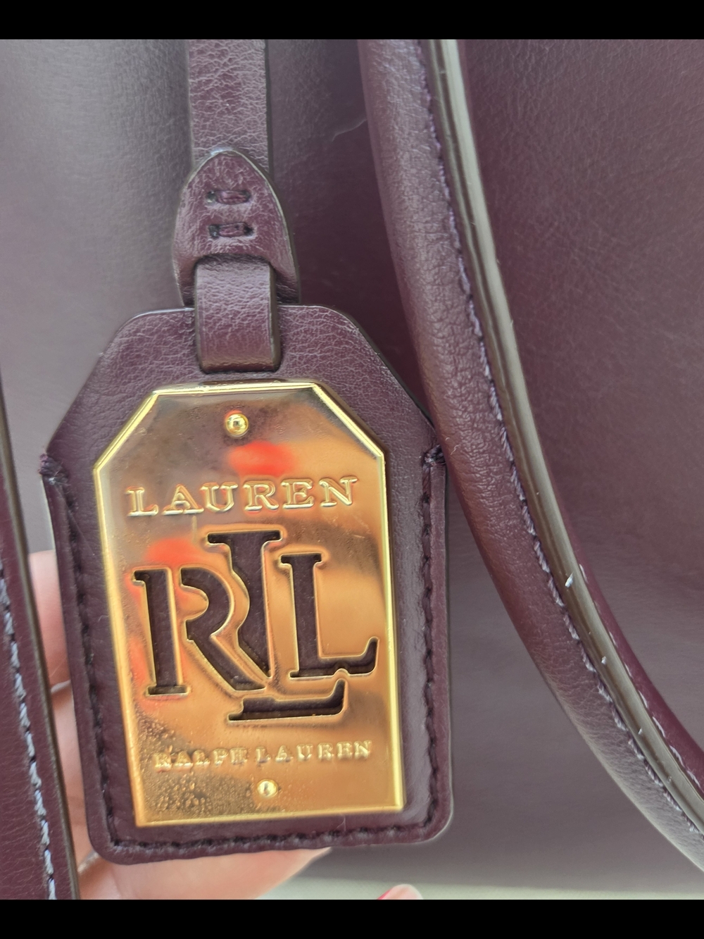 Lauren Ralph Lauren Burgundy Double Zip Leather Satchel with Gold Hardware - Picture 4 of 15